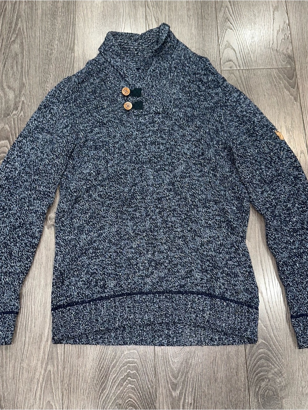 Fjallraven Men's Navy Marled Turtleneck Button Sweater Size S